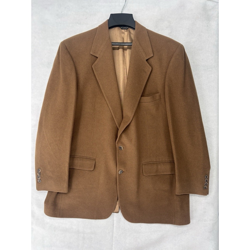 Bill Blass 100% Camel Hair Sport Coat Blazer Men's 46R Jacket Brown Classic
